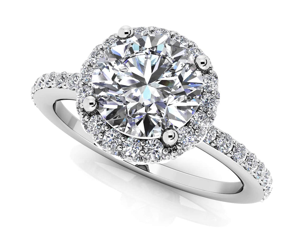 Enchanting Halo Diamond Engagement Wedding Ring Diamond with 0.91 ct. (0.50 ct. center diamond) - Luxury Time NYC