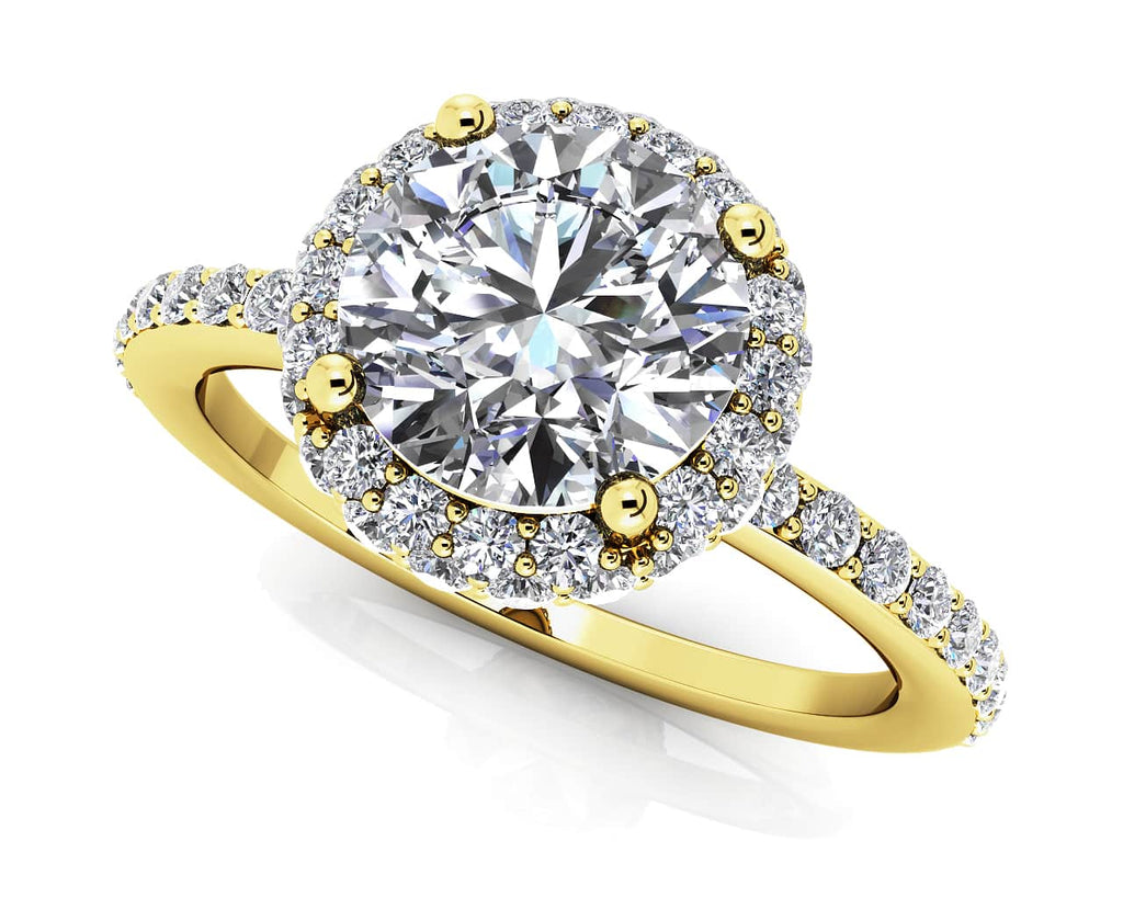 Enchanting Halo Diamond Engagement Wedding Ring Diamond with 0.91 ct. (0.50 ct. center diamond) - Luxury Time NYC