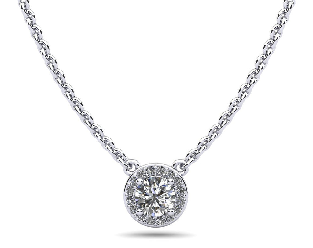 Enchanting Halo Diamond Pendant with 0.49 ct. (0.41 ct. center diamond) - Luxury Time NYC