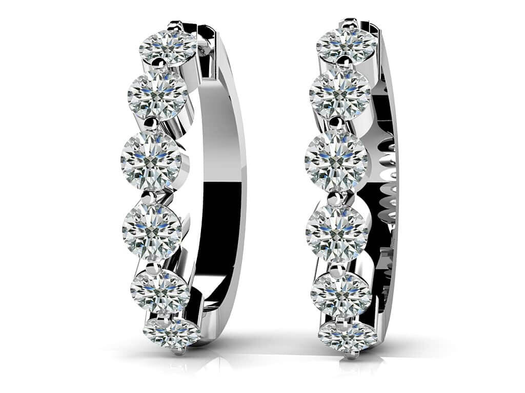 Essential Diamond Hoop Earrings with 0.46 ct.(finished) 2mm - Luxury Time NYC