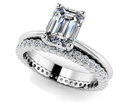 Eternal Light Emerald Solitaire Lab - Grown Diamond Bridal Set with 1.02 ct. (0.50 ct. center diamond) - Luxury Time NYC