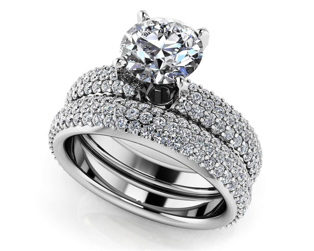 Eternally Yours Four Prong Matching Bridal Set Diamond with 2.68 ct. (0.50 ct. center diamond) - Luxury Time NYC