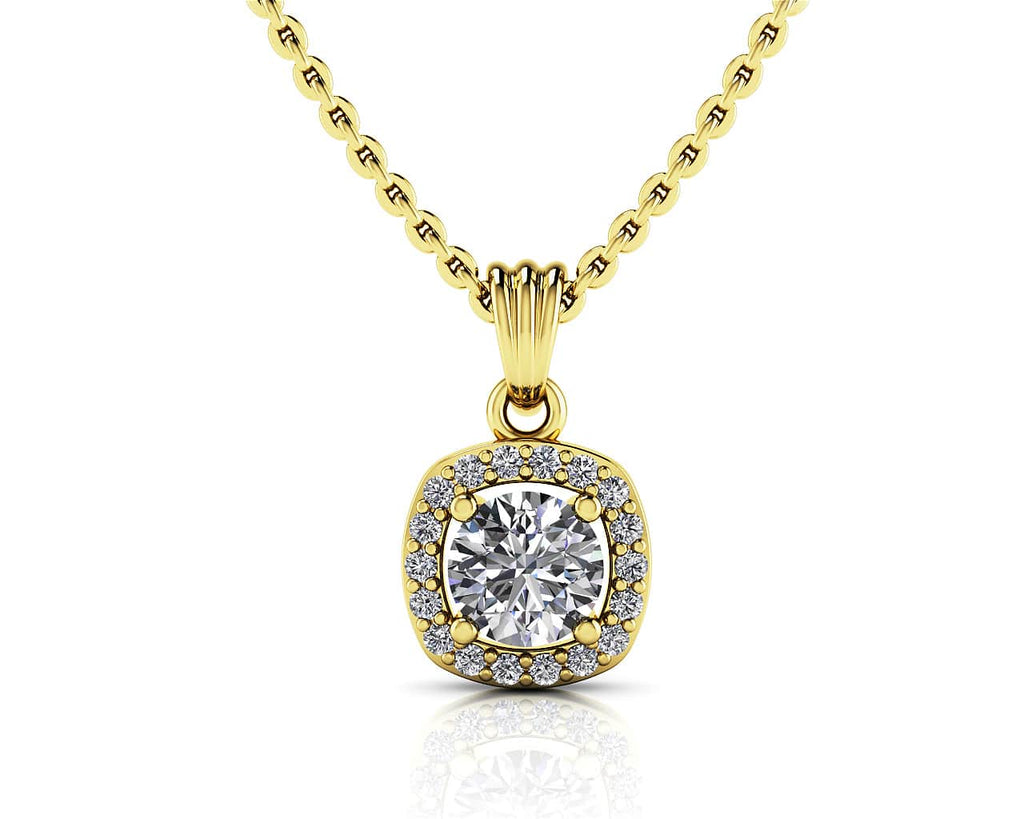 Everlasting Round Diamond Halo Surround Diamond Pendant with 0.63 ct. (0.50 ct. center diamond) - Luxury Time NYC