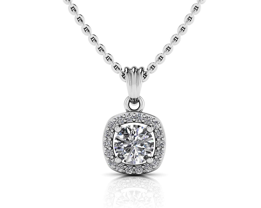 Everlasting Round Diamond Halo Surround Lab - Grown Diamond Pendant with 0.63 ct. (0.50 ct. center diamond) - Luxury Time NYC