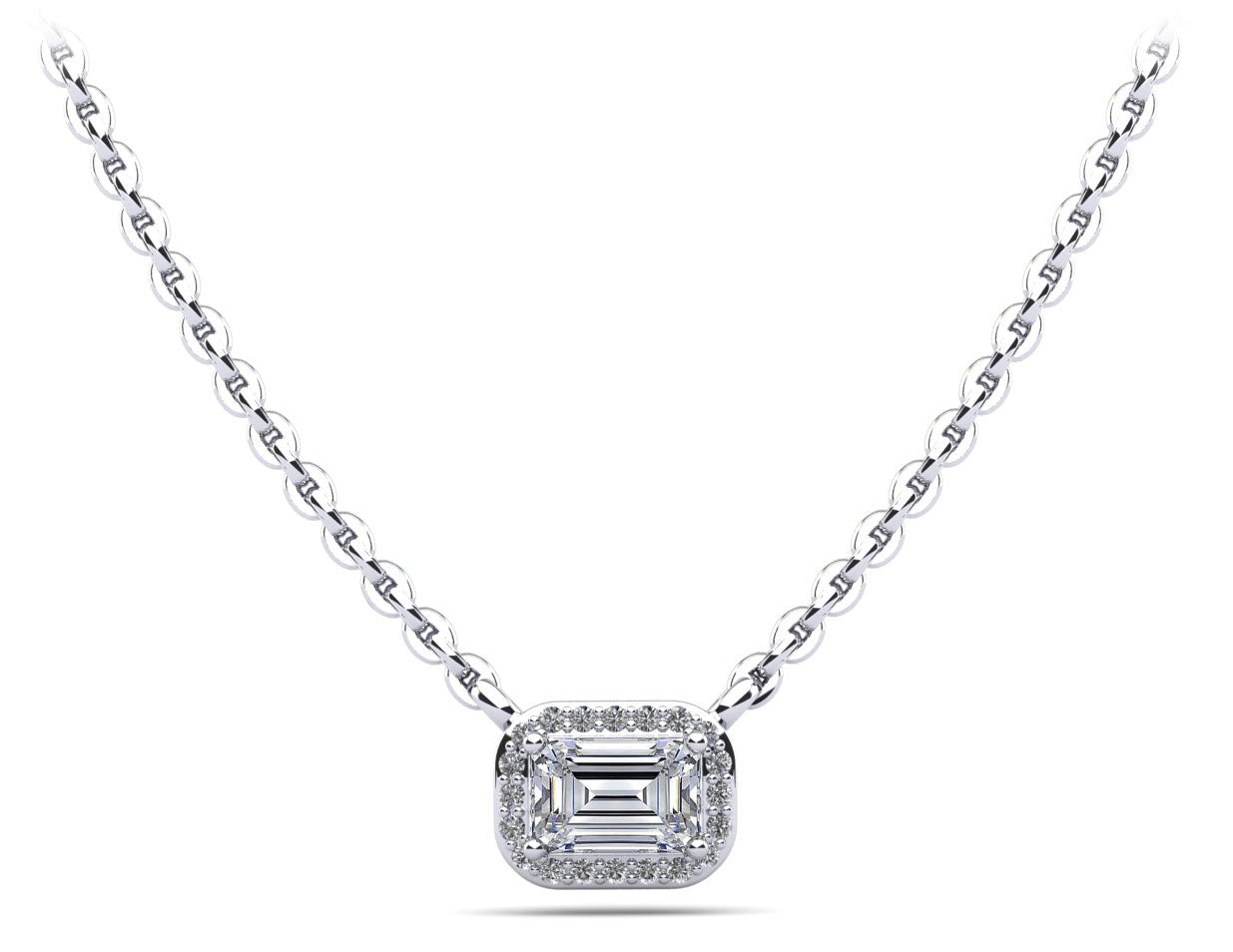 Exquisite Emerald Pendant with Diamond Halo Diamond with 0.48 ct.(finished) 5x3mm, 1mm - Luxury Time NYC