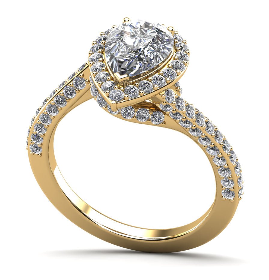 Exquisite Pear Shaped Halo Diamond Engagement Ring with 1.18 ct. (0.50 ct. center diamond) - Luxury Time NYC