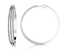 Load image into Gallery viewer, Extra Large 3 Row Diamond Hoop Earrings with 2.59 ct.(finished) 1.2mm - Luxury Time NYC