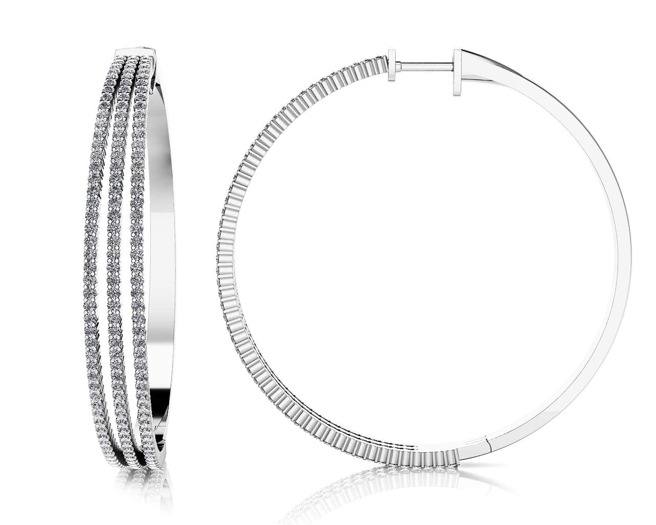 Extra Large 3 Row Lab-Grown Diamond Hoop Earrings with 2.59 ct.(finish ...