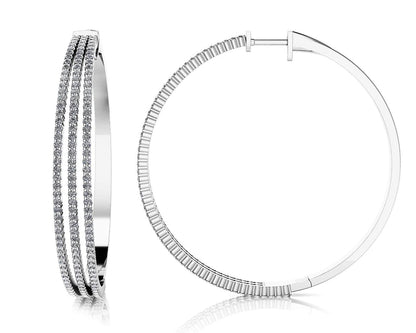 Extra Large 3 Row Lab - Grown Diamond Hoop Earrings with 2.59 ct.(finished) 1.2mm - Luxury Time NYC