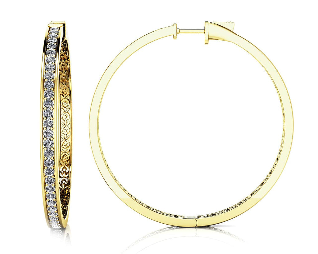 Extra Large Prong Set Diamond Lined Hoops Diamond with 1.20 ct.(finished) 1.5mm - Luxury Time NYC