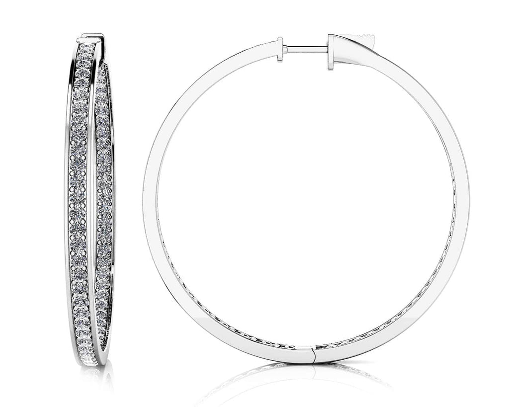 Extra Large Shared Prong Single Row Diamond Hoops Diamond with 1.68 ct.(finished) 1.3mm - Luxury Time NYC