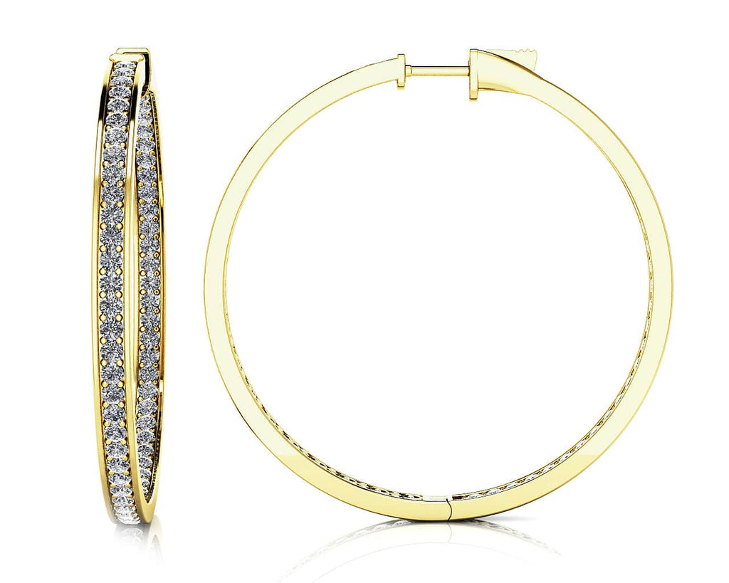 Extra Large Shared Prong Single Row Diamond Hoops Lab - Grown Diamond with 1.68 ct.(finished) 1.3mm - Luxury Time NYC