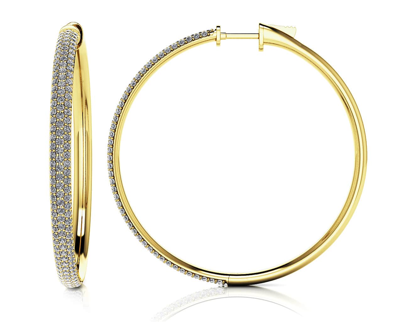 Extra Large Triple Row Diamond Hoop Earrings with 3.27 ct.(finished) 1.5mm - Luxury Time NYC