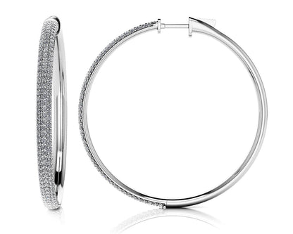Extra Large Triple Row Diamond Hoop Earrings with 3.27 ct.(finished) 1.5mm - Luxury Time NYC
