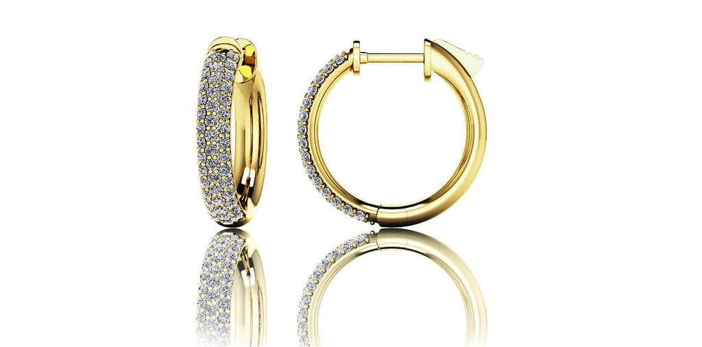 Extra Small Triple Row Diamond Hoop Earrings with 0.67 ct.(finished) 1.1mm - Luxury Time NYC