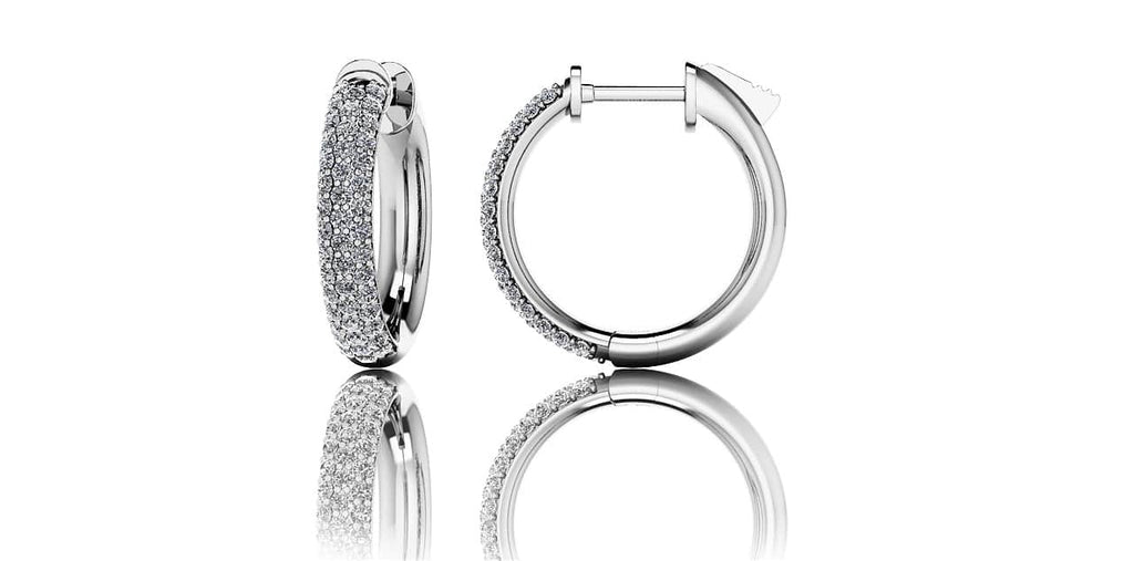 Extra Small Triple Row Diamond Hoop Earrings with 0.67 ct.(finished) 1.1mm - Luxury Time NYC