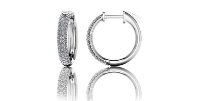 Extra Small Triple Row Diamond Hoop Earrings with 0.90 ct.(finished) 1.3mm - Luxury Time NYC