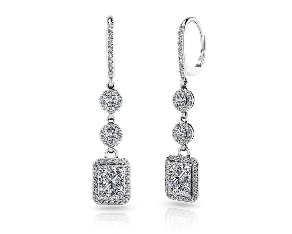 Extravagant Diamond Drop Lab - Grown Diamond Earrings with 4.00 ct. (2X1.50 ct. center diamonds) - Luxury Time NYC