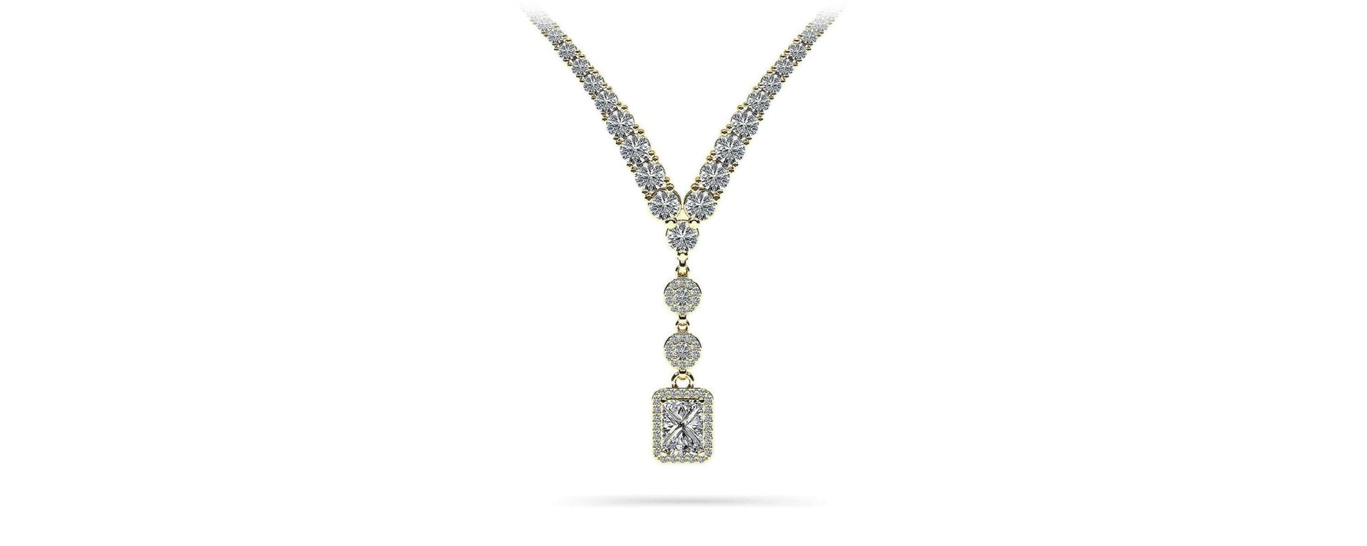 Extravagant Diamond Pendant 2 Row 4 Prong Diamond Necklace with 15.52 ct.(finished) - Luxury Time NYC
