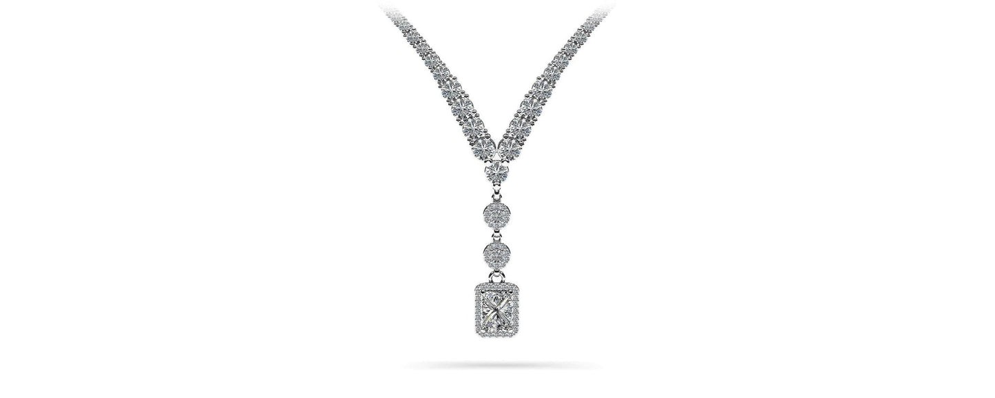 Extravagant Diamond Pendant 2 Row 4 Prong Diamond Necklace with 15.52 ct.(finished) - Luxury Time NYC
