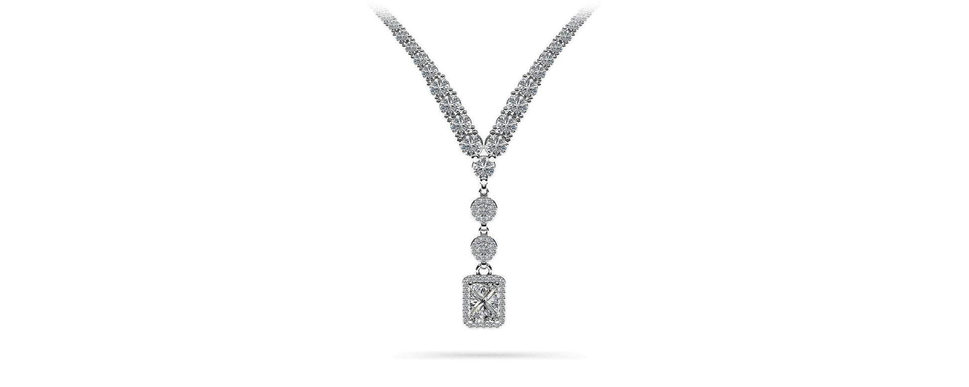Extravagant Diamond Pendant 2 Row 4 Prong Diamond Necklace with 15.52 ct.(finished) - Luxury Time NYC