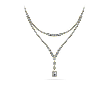 Extravagant Diamond Pendant 2 Row 4 Prong Diamond Necklace with 15.52 ct.(finished) - Luxury Time NYC