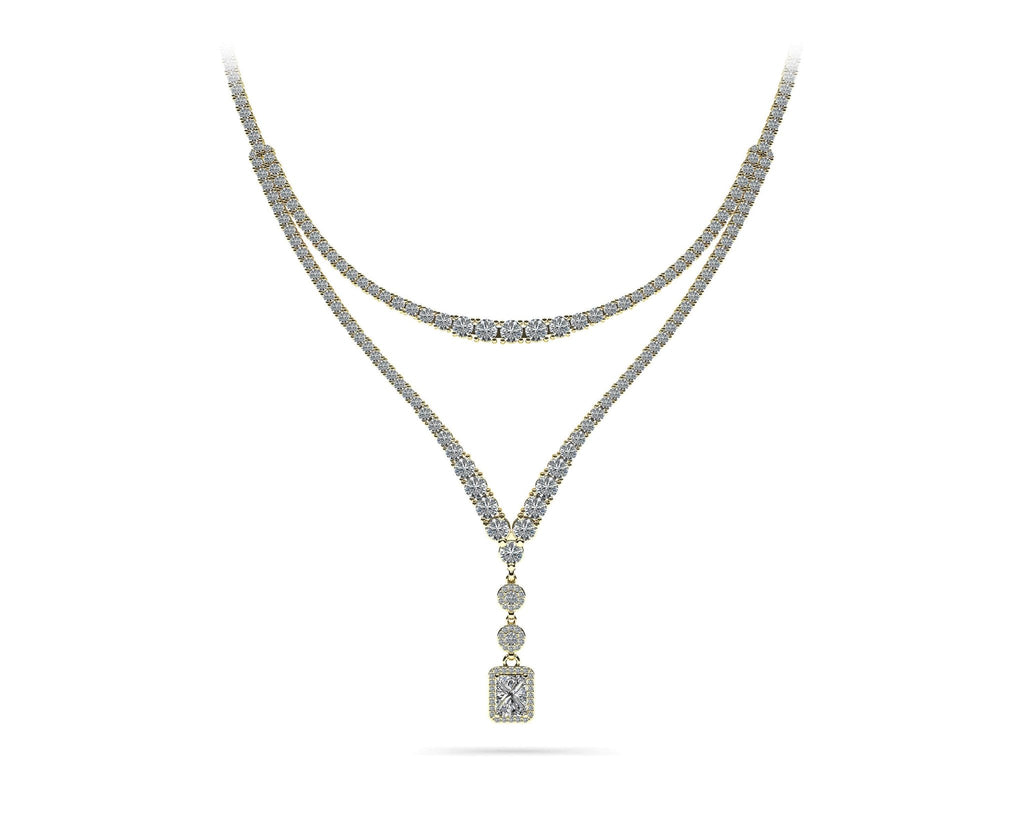 Extravagant Diamond Pendant 2 Row 4 Prong Diamond Necklace with 15.52 ct.(finished) - Luxury Time NYC