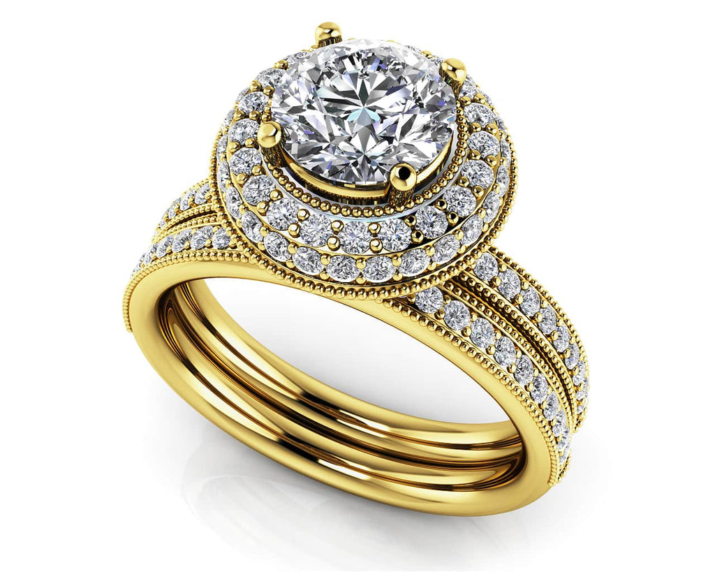 Fall In Love With Vintage Diamond Bridal Set Diamond with 1.10 ct. (0.50 ct. center diamond) - Luxury Time NYC