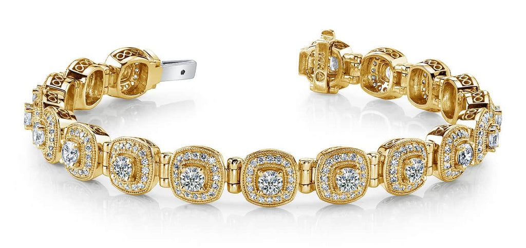 Fanciful Round Diamond Bracelet With Tube Links Diamond with 4.72 ct.(finished) 1.1mm, 3.4mm - Luxury Time NYC