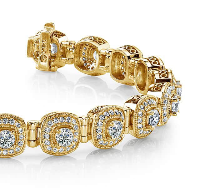 Fanciful Round Diamond Bracelet With Tube Links Diamond with 4.72 ct.(finished) 1.1mm, 3.4mm - Luxury Time NYC