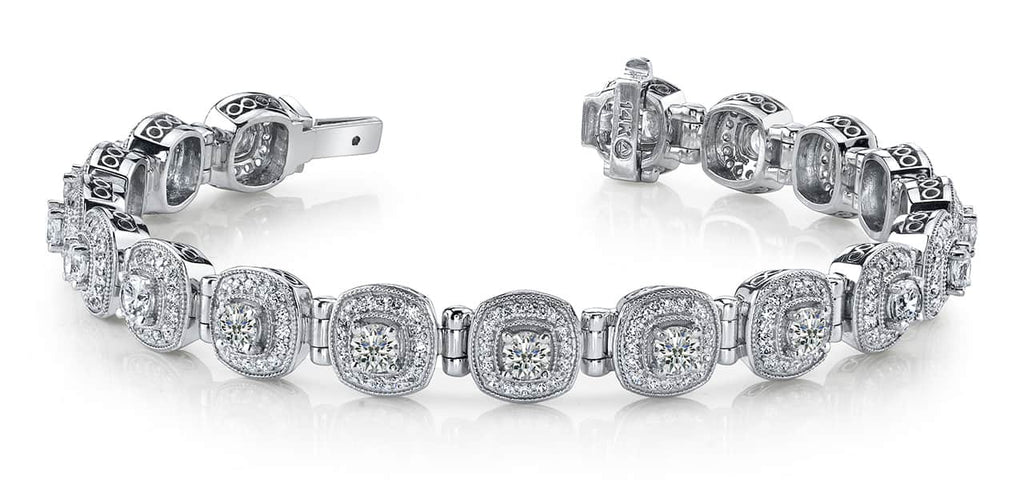 Fanciful Round Diamond Bracelet With Tube Links Lab - Grown Diamond with 3.68 ct.(finished) 1.1mm, 2.8mm - Luxury Time NYC