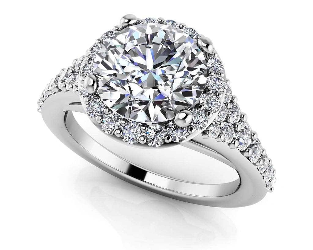 Fancy Single Halo Engagement Ring In Diamond with 0.99 ct. (0.50 ct. center diamond) - Luxury Time NYC