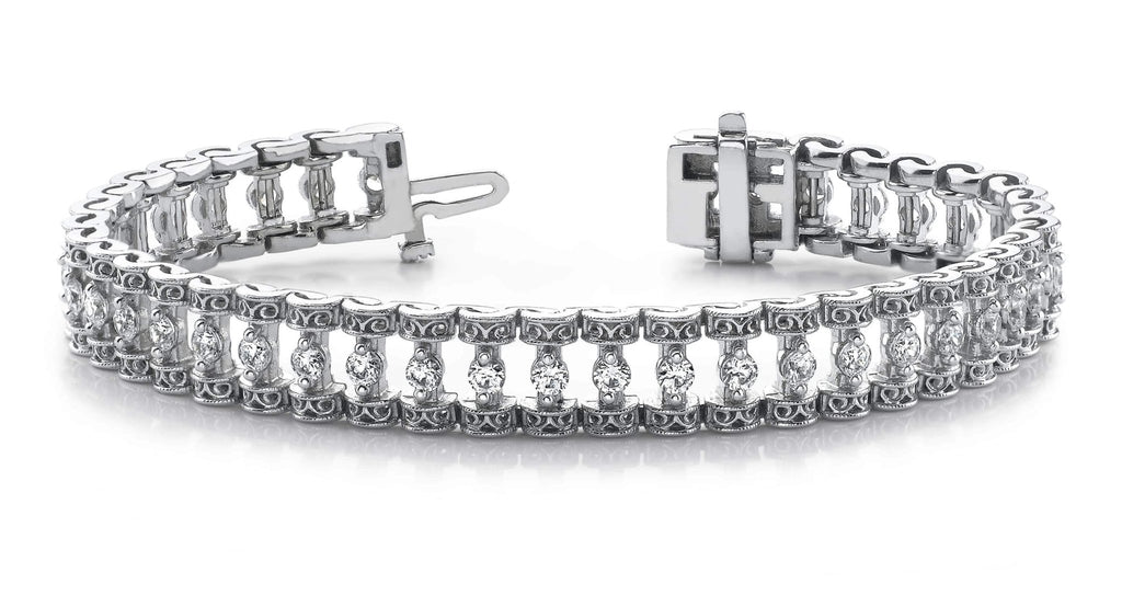 Filigree Diamond Candlestick Diamond Bracelet with 1.09 ct.(finished) 1.7mm - Luxury Time NYC