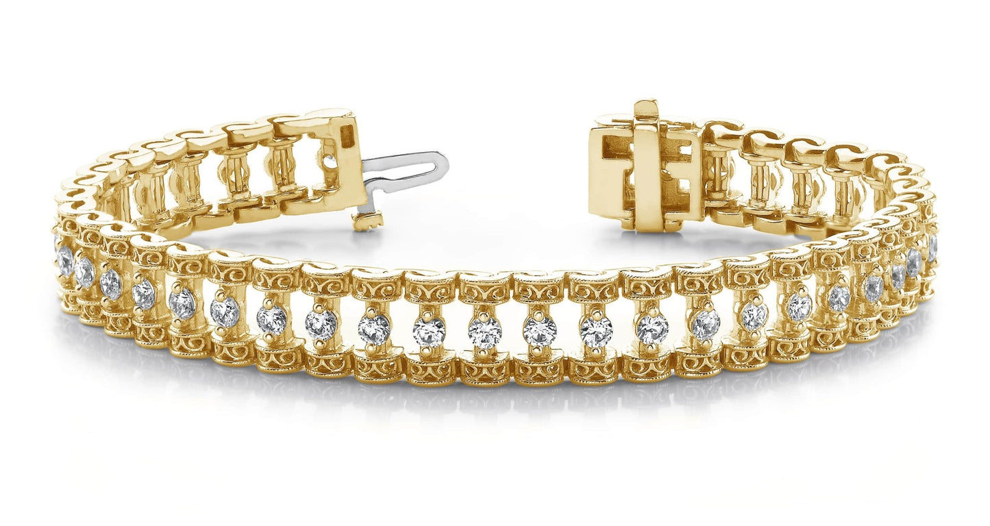 Filigree Diamond Candlestick Diamond Bracelet with 2.05 ct.(finished) 2.2mm - Luxury Time NYC