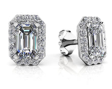 Load image into Gallery viewer, Finishing Touch Diamond Emerald Cut Halo Earrings Diamond with 0.66 ct. (2X0.25 ct. center diamonds) - Luxury Time NYC