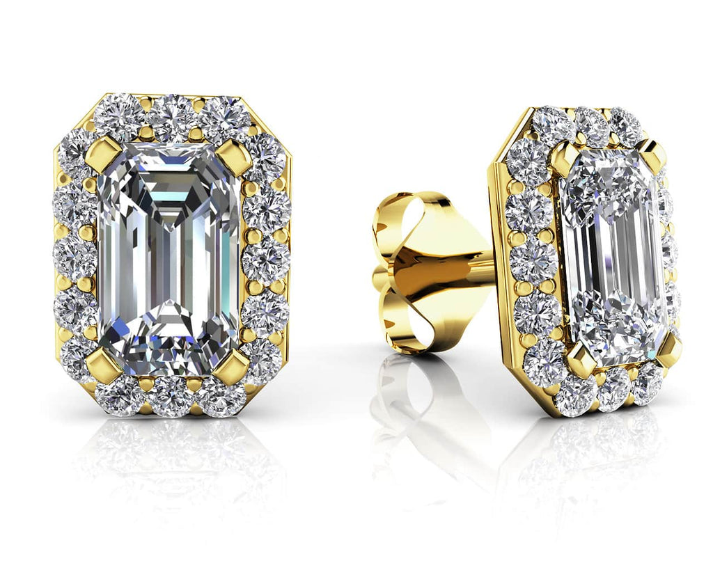 Finishing Touch Diamond Emerald Cut Halo Earrings Diamond with 0.66 ct. (2X0.25 ct. center diamonds) - Luxury Time NYC