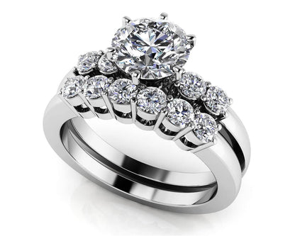 Five Across Bridal Set Diamond with 1.26 ct. (0.75 ct. center diamond) - Luxury Time NYC