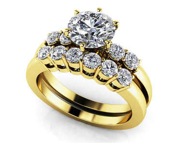Five Across Bridal Set Diamond with 1.26 ct. (0.75 ct. center diamond) - Luxury Time NYC