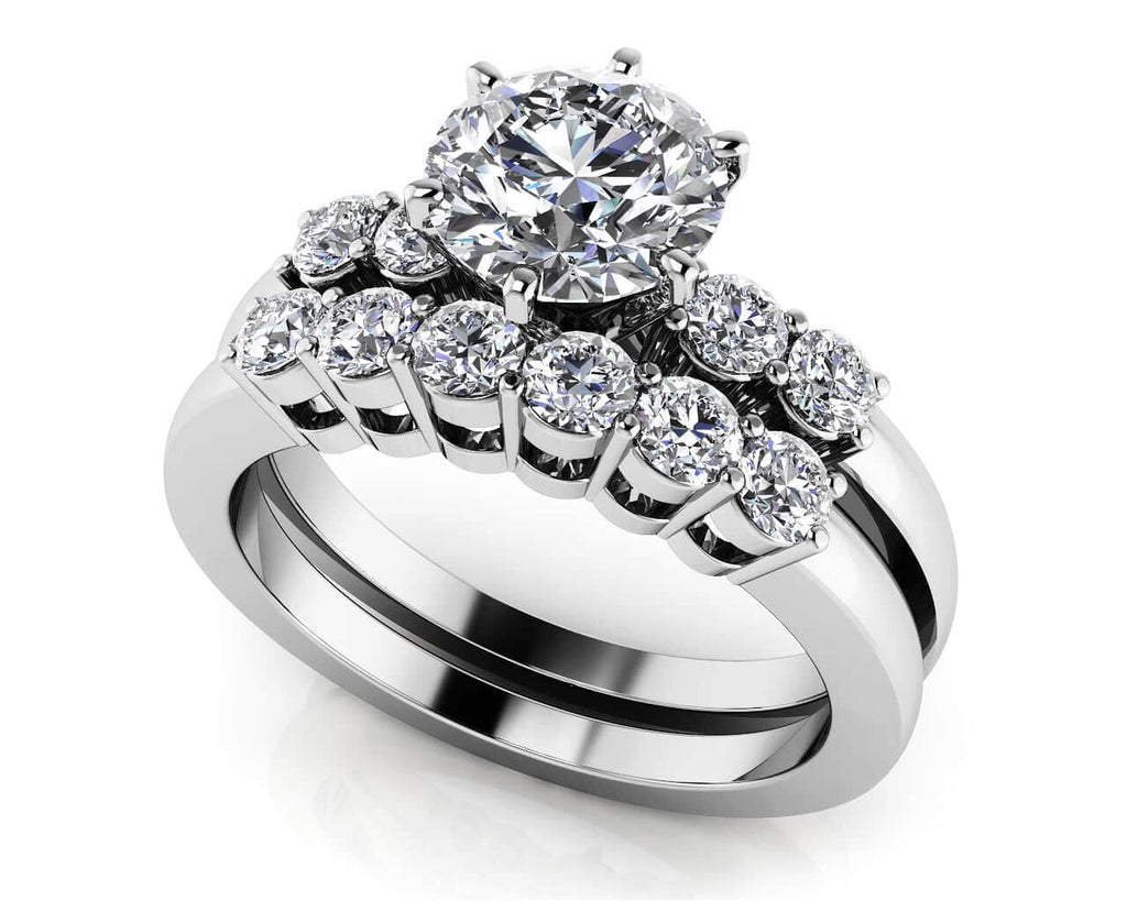 Five Across Bridal Set Diamond with 1.76 ct. (1.25 ct. center diamond) - Luxury Time NYC