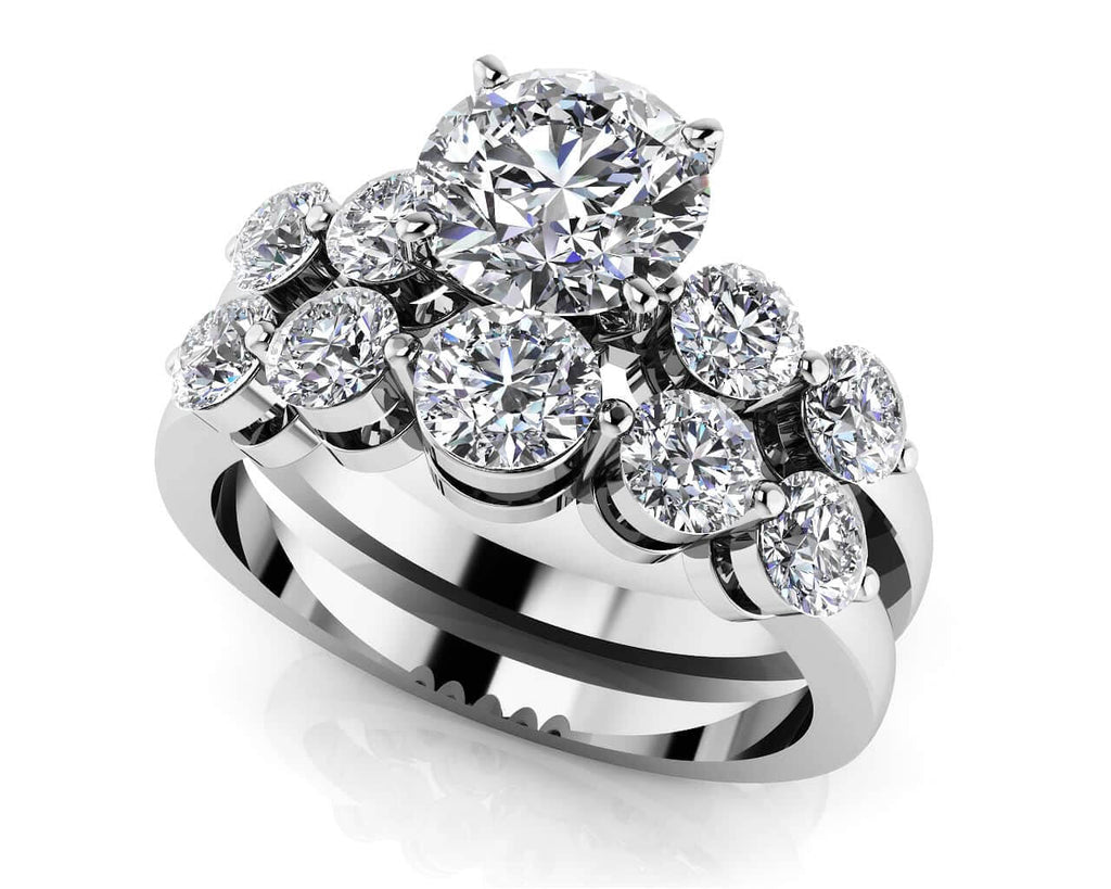 Five Across Diamond Bridal Set Diamond with 2.99 ct. (2.00 ct. center diamond) - Luxury Time NYC