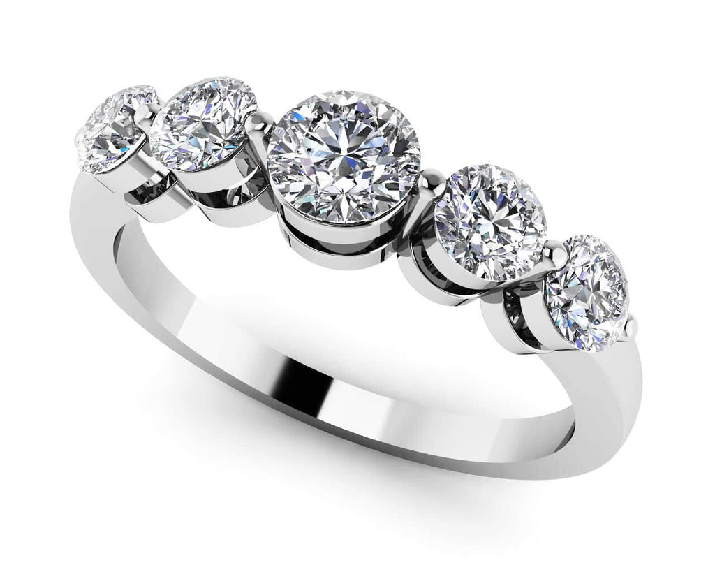 Five Across Round Diamond Band with 0.71 ct.(finished) 3mm, 4mm - Luxury Time NYC