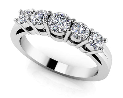 Five Stone Anniversary Band Diamond with 0.40 ct.(finished) 2.6mm, 3.2mm - Luxury Time NYC