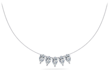 Five Stone Pear Shape Diamond Necklace with 1.05 ct.(finished) 5x3mm - Luxury Time NYC