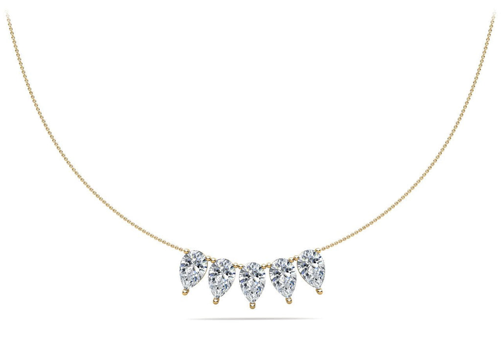 Five Stone Pear Shape Diamond Necklace with 1.50 ct.(finished) 6x4mm - Luxury Time NYC