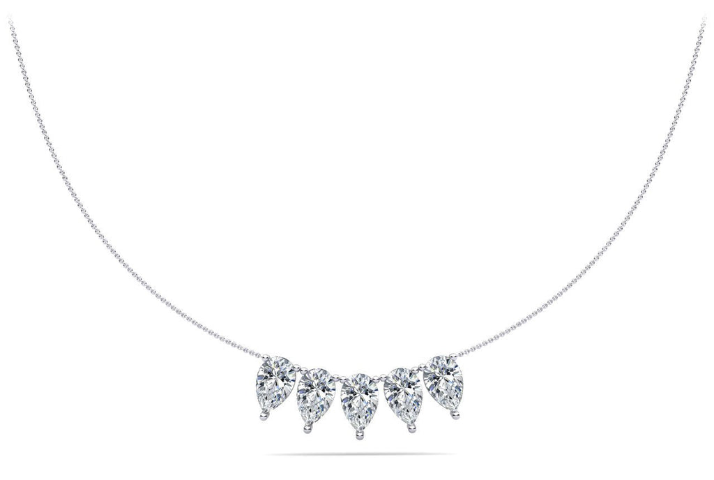 Five Stone Pear Shape Diamond Necklace with 1.50 ct.(finished) 6x4mm - Luxury Time NYC