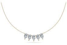 Load image into Gallery viewer, Five Stone Pear Shape Diamond Necklace with 2.50 ct.(finished) 7x4.5mm - Luxury Time NYC