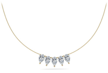 Five Stone Pear Shape Diamond Necklace with 5.00 ct.(finished) 8.5x5.5mm - Luxury Time NYC