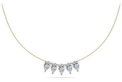 Five Stone Pear Shape Diamond Necklace with 7.50 ct.(finished) 10x6.5mm - Luxury Time NYC