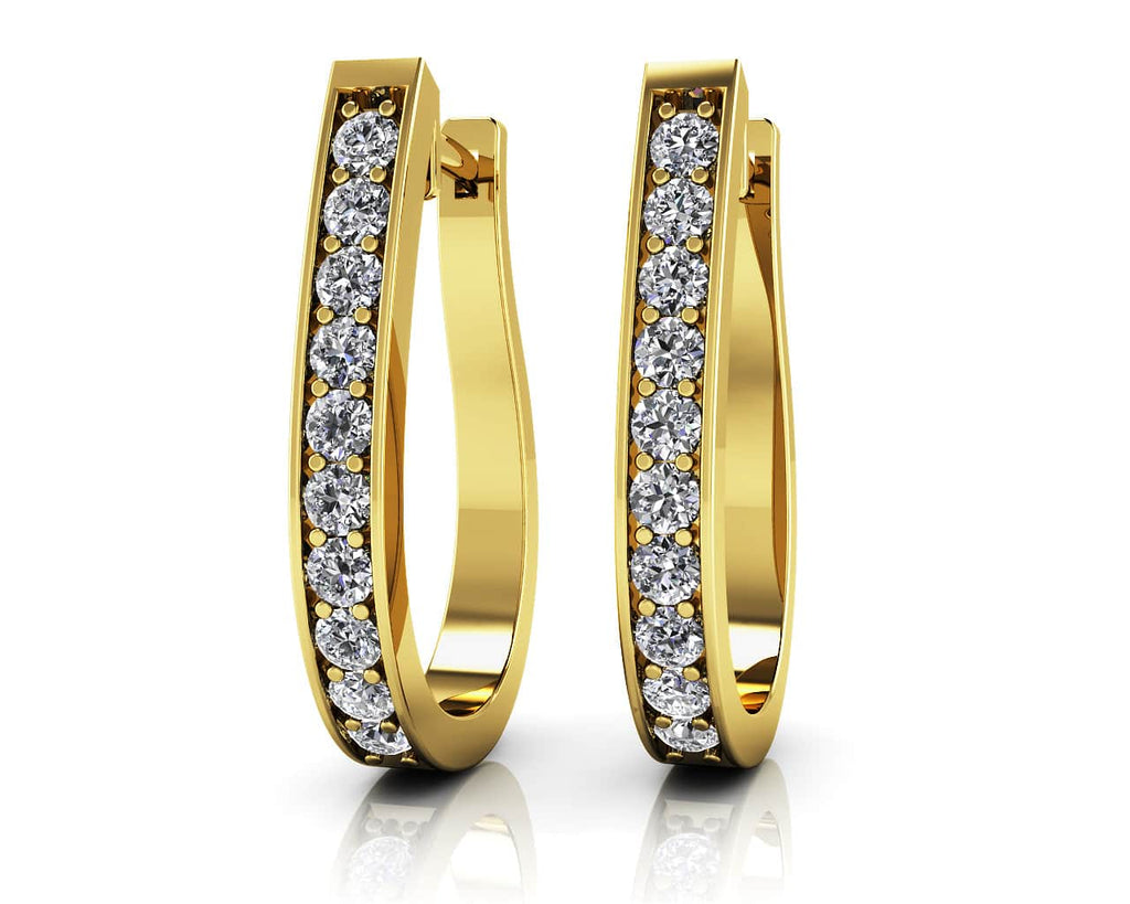 Flame Shaped Diamond Hoop Earrings with 0.18 ct.(finished) 1.2mm - Luxury Time NYC