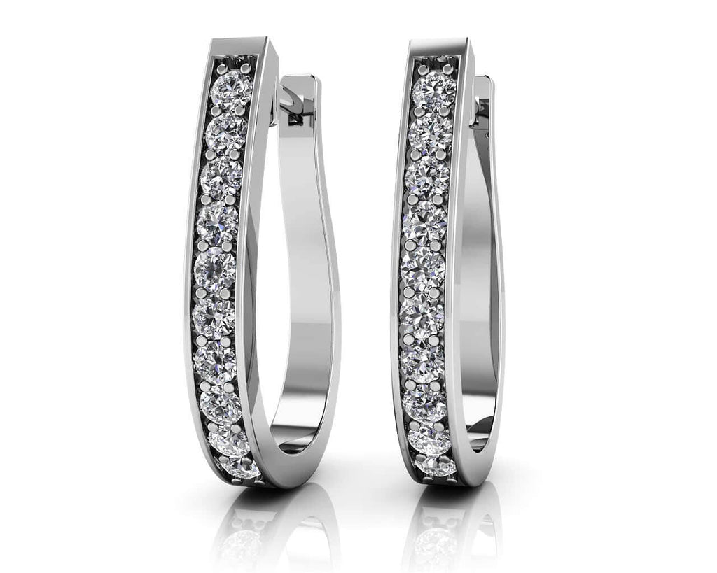 Flame Shaped Diamond Hoop Earrings with 0.18 ct.(finished) 1.2mm - Luxury Time NYC